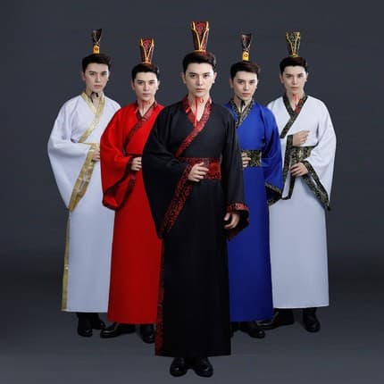 Ancient Costume Men's Hanfu, Tang Suit Qin Dynasty Spring and Autumn Warring States Three Kingdoms Minister Official Robe, Han Dynasty Minister Ancient Performance Clothing