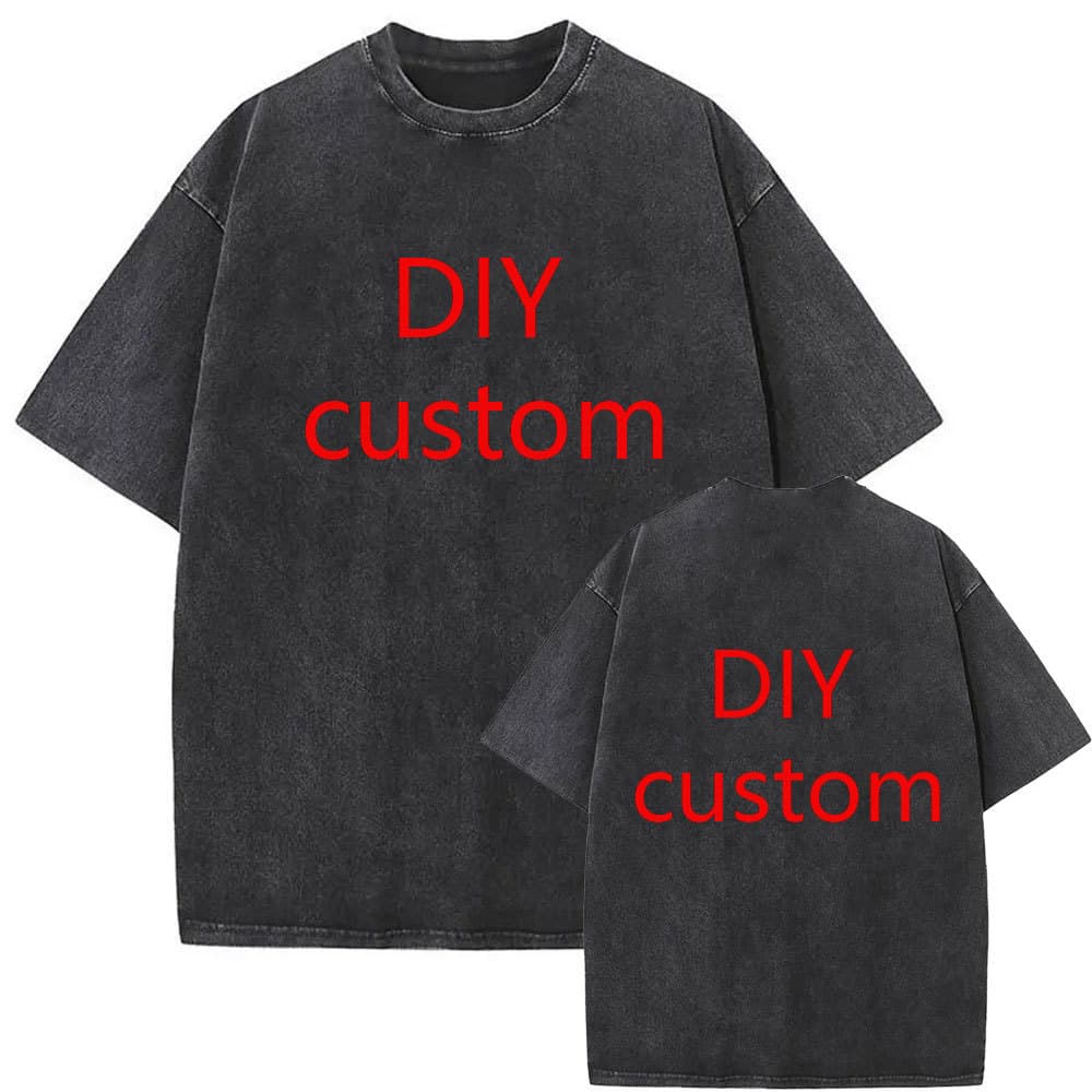 Washed Vintage Custom DIY Graphic Print T-Shirt for Men and Women