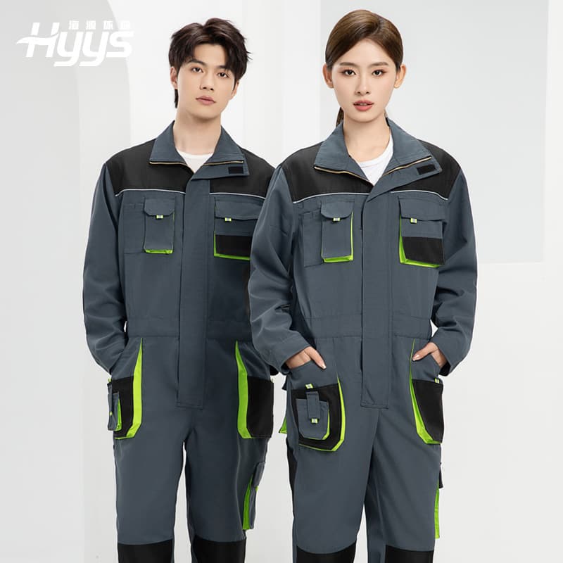 Men's Spring and Autumn One-Piece Workwear, Multi-Color Patch Pockets, Oxford Reinforced and Wear-Resistant, Customizable Factory and Workshop Uniform