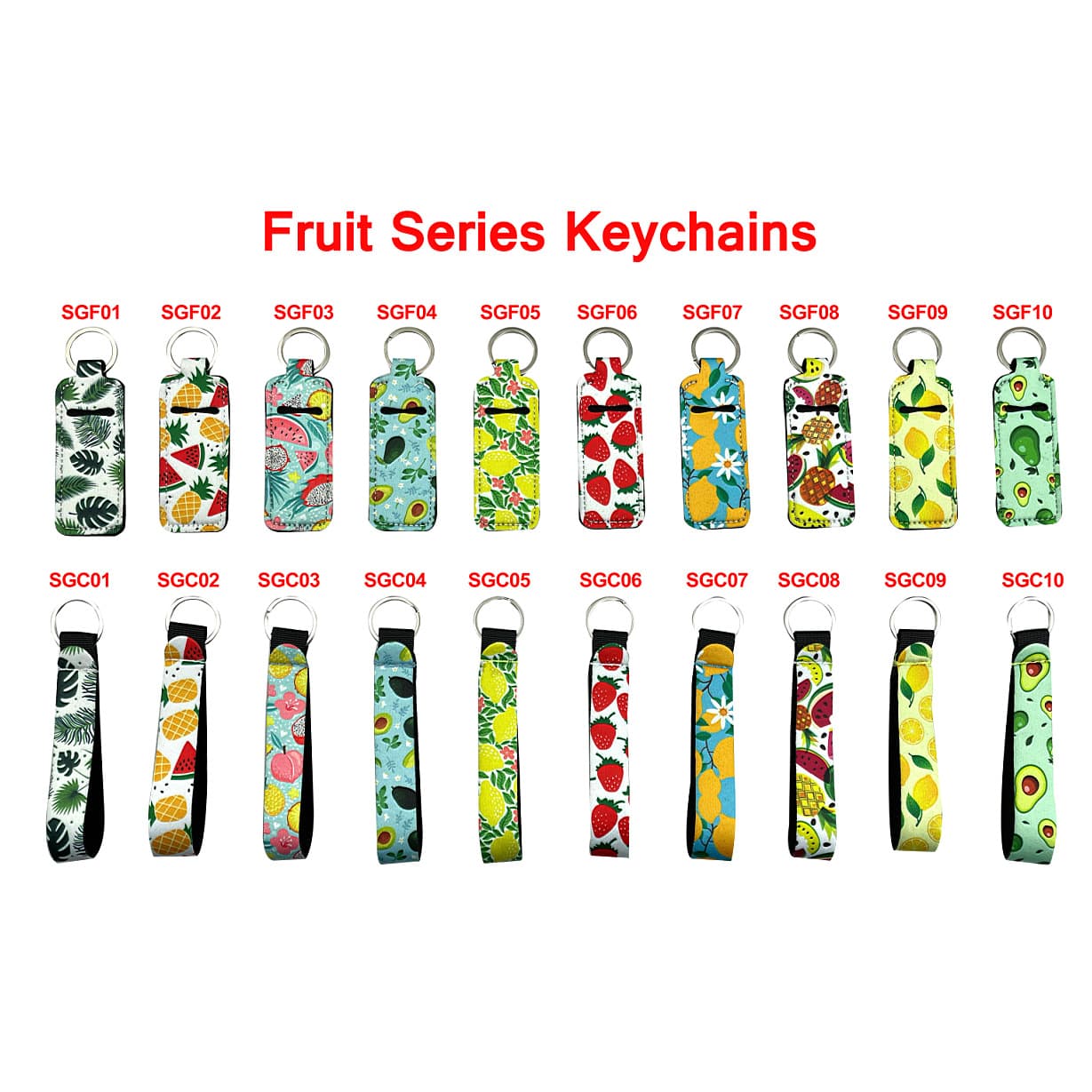 In stock: diving material keychains, hand sanitizer bottles, popular in Europe and America, summer fruit print perfume sets, lipstick sets, pendants.