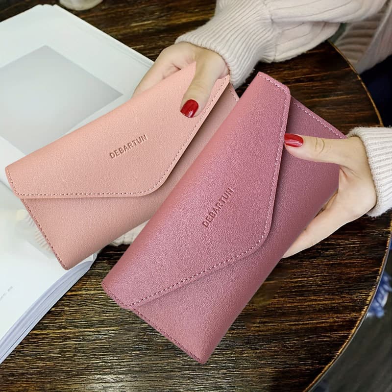 Long portable solid color wallet for women, new multi-card slot card holder, light and thin small wallet, compact wallet