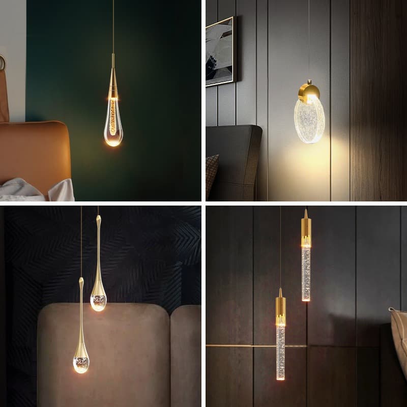 Water Drop Pendant Light, Luxury Crystal Chandelier, Minimalist Bar Front Desk Bedside Pendant Light, TV Wall Internet-Famous Restaurant Small Pendant Light