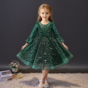 New Cross-Border Long Sleeve Dress Duoduo Princess Export Children's Dress Performance Dress Child Dress