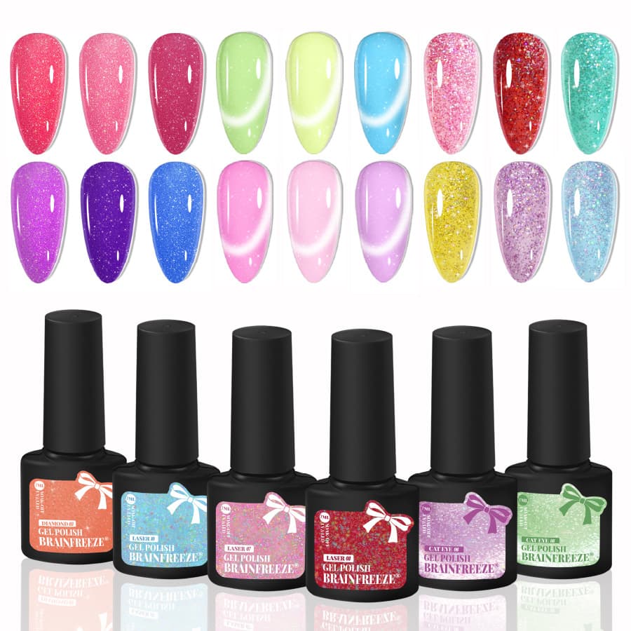 Plastic Bottle Cross-Border Hot-Selling Crushed Diamond Glitter Gel, Seven-Color Laser Glitter Gel, Nail Cat Eye Nail Polish Gel