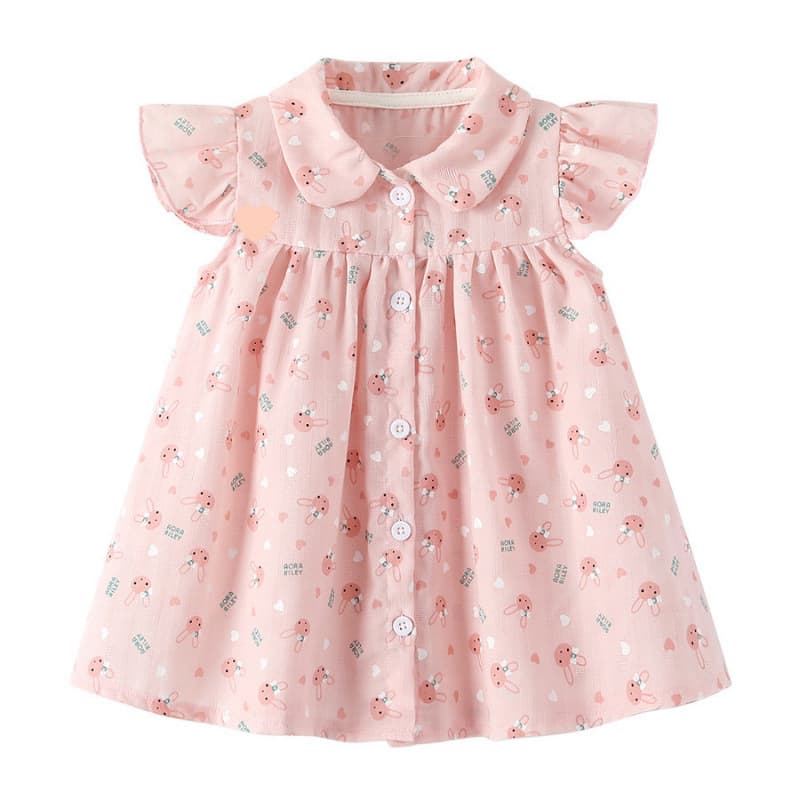Girls summer dress baby cotton doll collar floral skirt small and medium children fashionable new summer dress