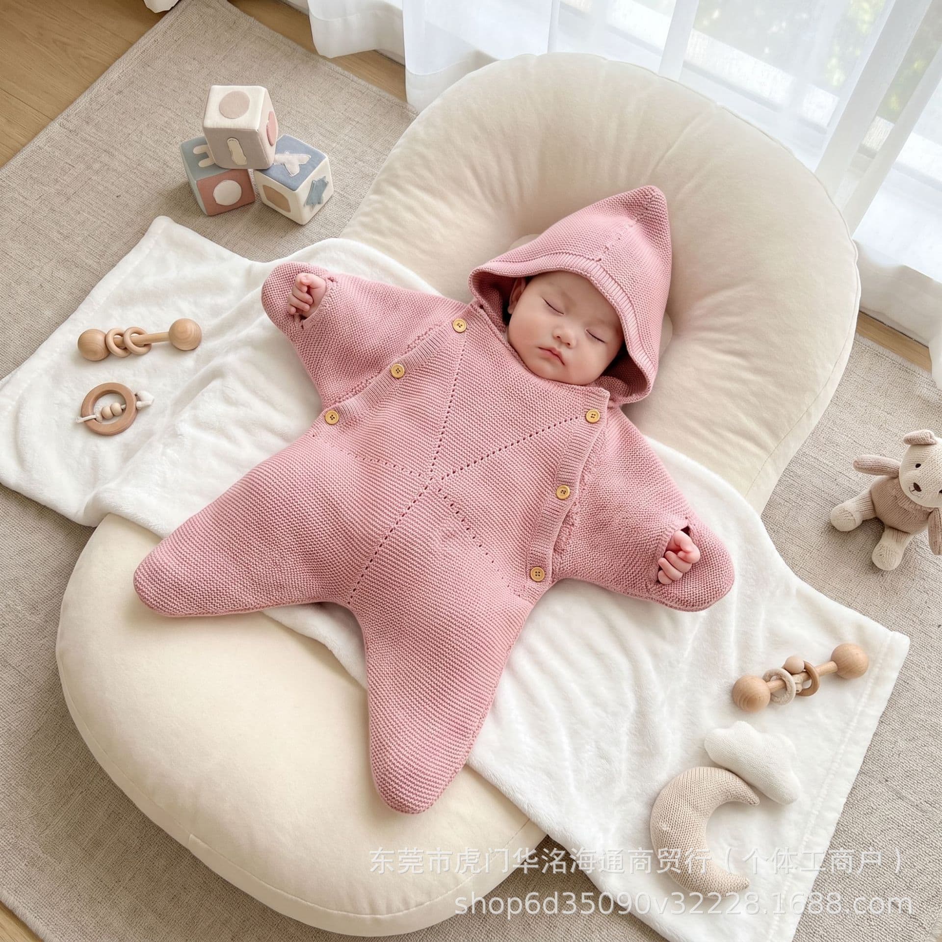 100% Cotton Cross-border Starfish Baby Sleep Sack Knitted Swaddle All-Season Star One-piece Baby Sleeping Bag New