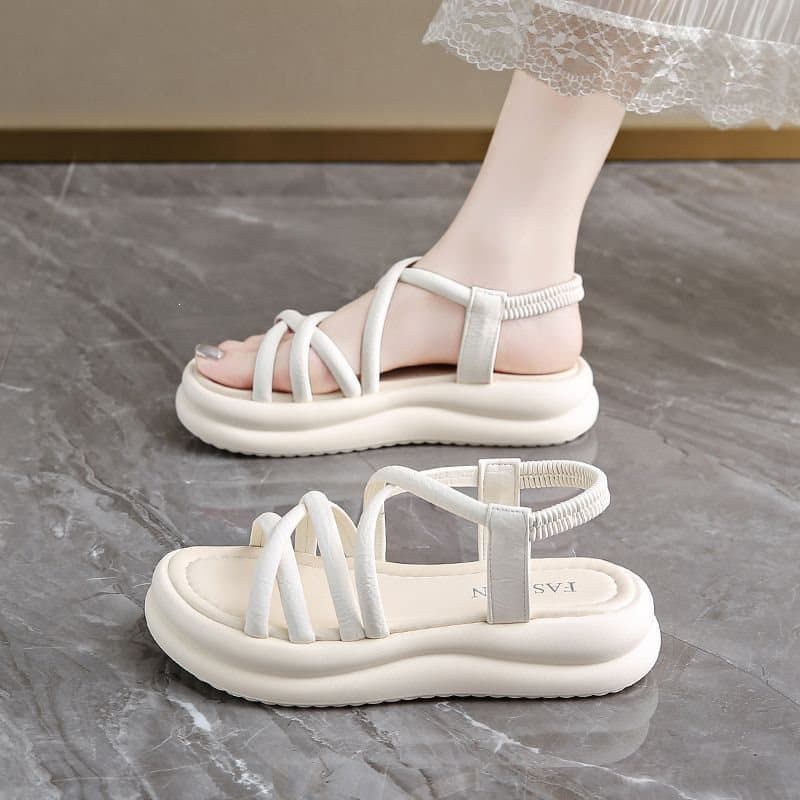 Cloud-like Thick Sole Sandals for Women Summer 2025 New Fairy Style for Dresses Fashion Slip-on Student Soft Sole Roman Sandals