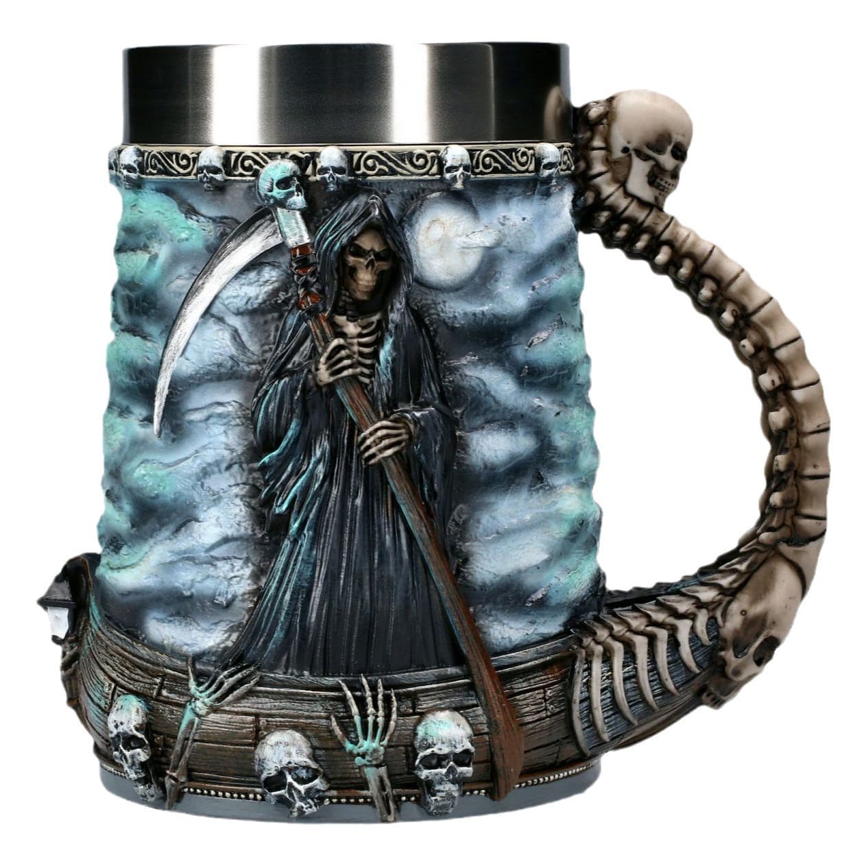 Cross-border New Halloween Mug Grim Reaper Coffee Cup Personalized Stainless Steel Beer Mug Skull Christmas