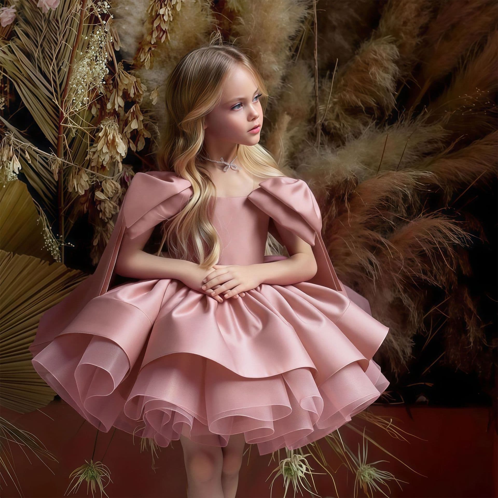 Cross-border European and American Children's Christmas Dress Flower Girl Wedding Dress Little Girl Birthday Banquet Piano Performance Costume Princess Dress