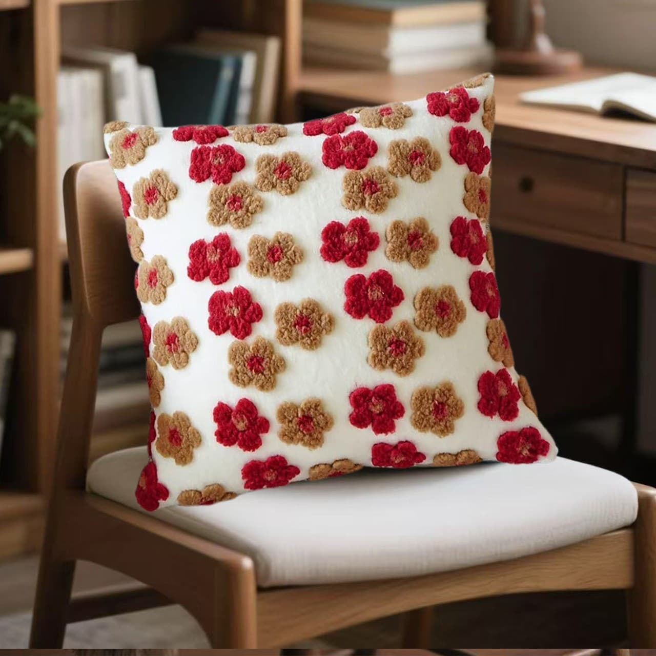 Amazon In-Stock Throw Pillow Cover, Long Plush Quilted Embroidery, Simple and Stylish Premium Look for Bay Window, Living Room, and Sofa Cushion