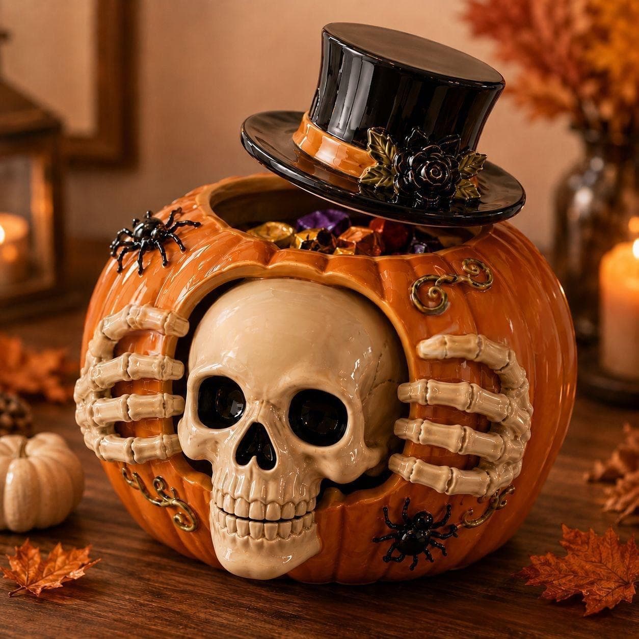 Cross-border New Trick-or-Treat Skull Pumpkin Candy Jar Skull Pumpkin Candy Jar S