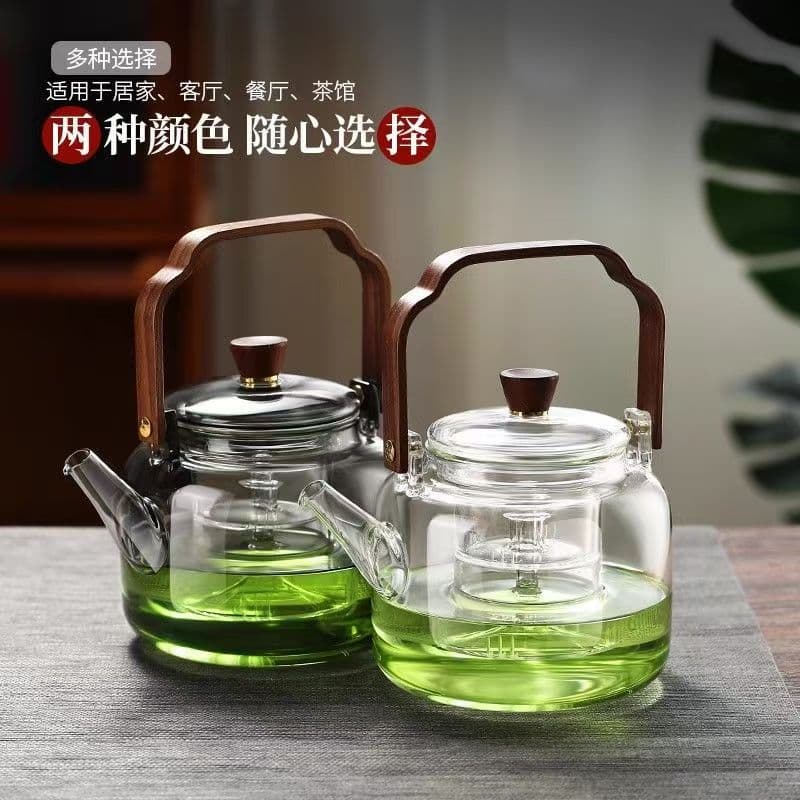 Stove Top Tea Kettle Transparent Black Handle Glass Kettle Electric Ceramic Stove Tea Maker Charcoal Fire Kettle Boiling Steaming Integrated Teapot
