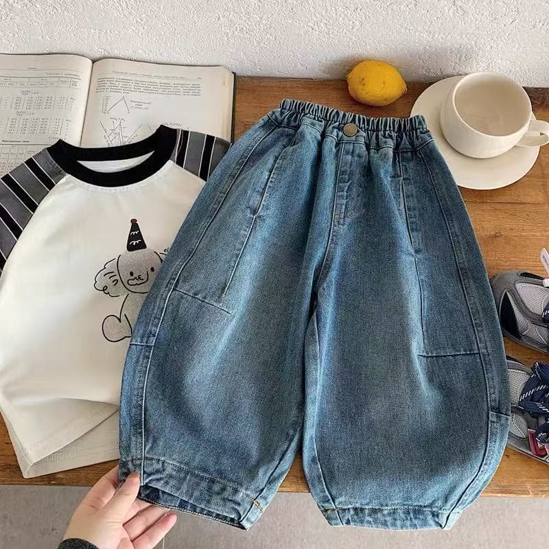 New children's jeans for boys and girls Korean style loose scimitar trousers for spring and autumn children's fashionable trousers