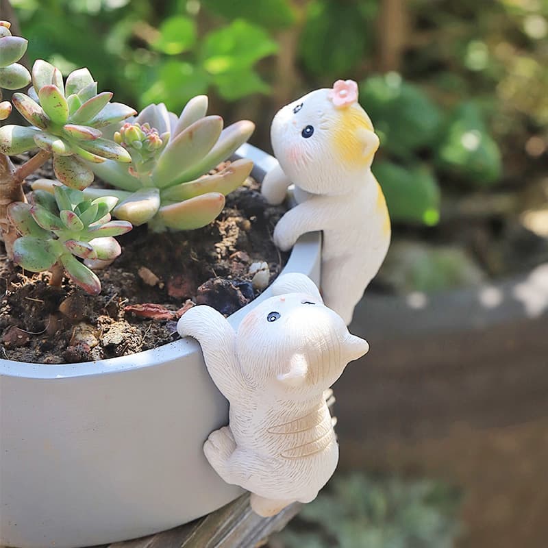 Creative Cat Climbing Tank Decoration Ornament Zakka Micro Landscape Fish Tank Decor Hanging Green Plant Pot Gardening Pendant