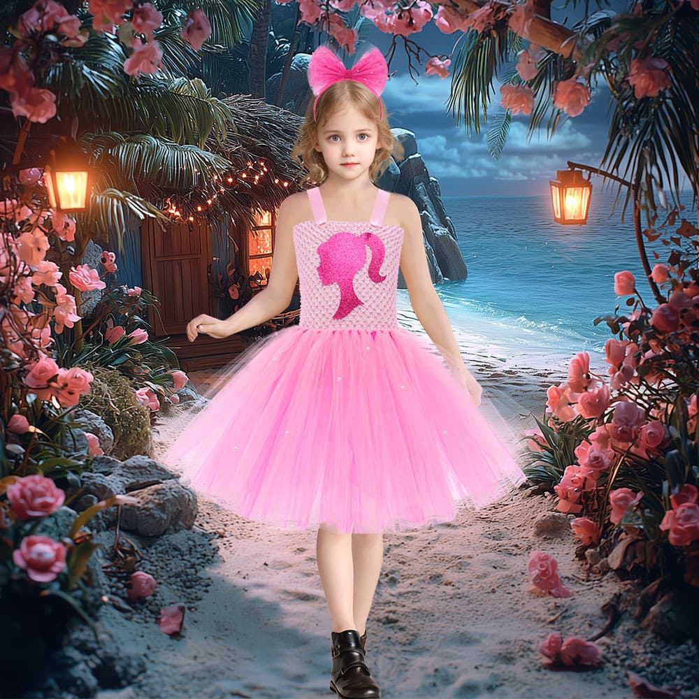 Cross-Border New Pink Barbie Princess Dress, Halloween Cos Barbie Role Play Tutu Dress Gown