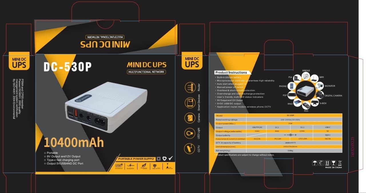 High-Capacity Mini UPS Uninterruptible Power Supply for Router ONU Surveillance Backup POE DC Mini UPS Power