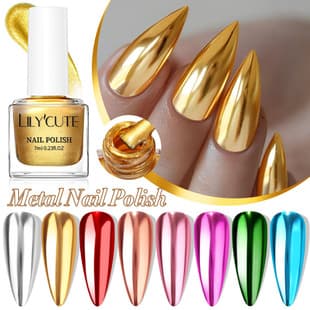 LILY'CUTE High Gloss Metallic Nail Polish Silver Nail Art Outlining Super Shiny Mirror Gold Cross-Border Exclusive