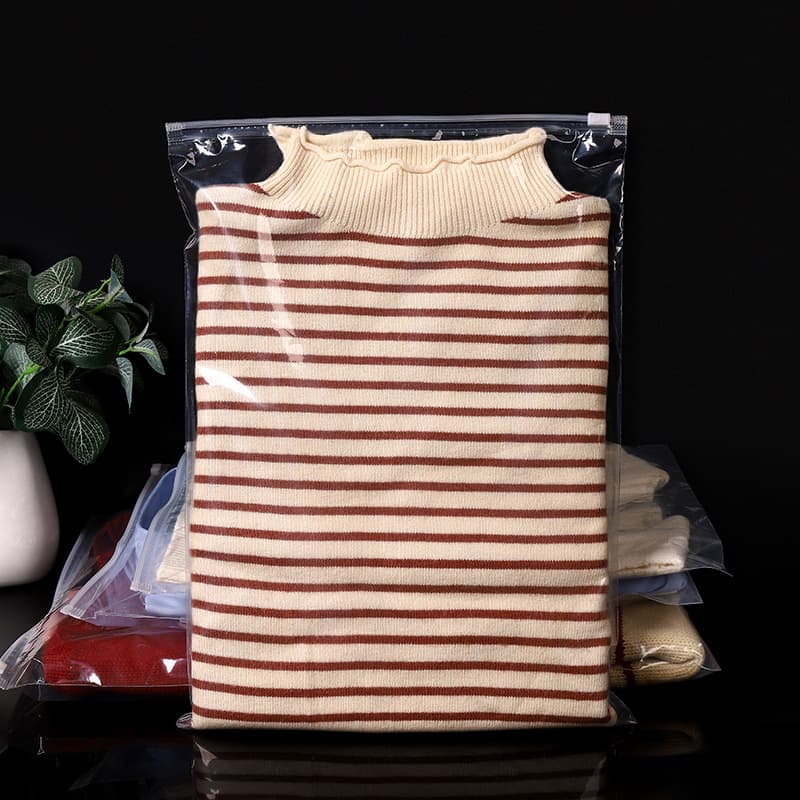 Cross-border In-Stock Frosted Transparent PE Garment Ziplock Bag Children's Clothing Socks Underwear Thickened Warning Label Clothing Packaging Bag