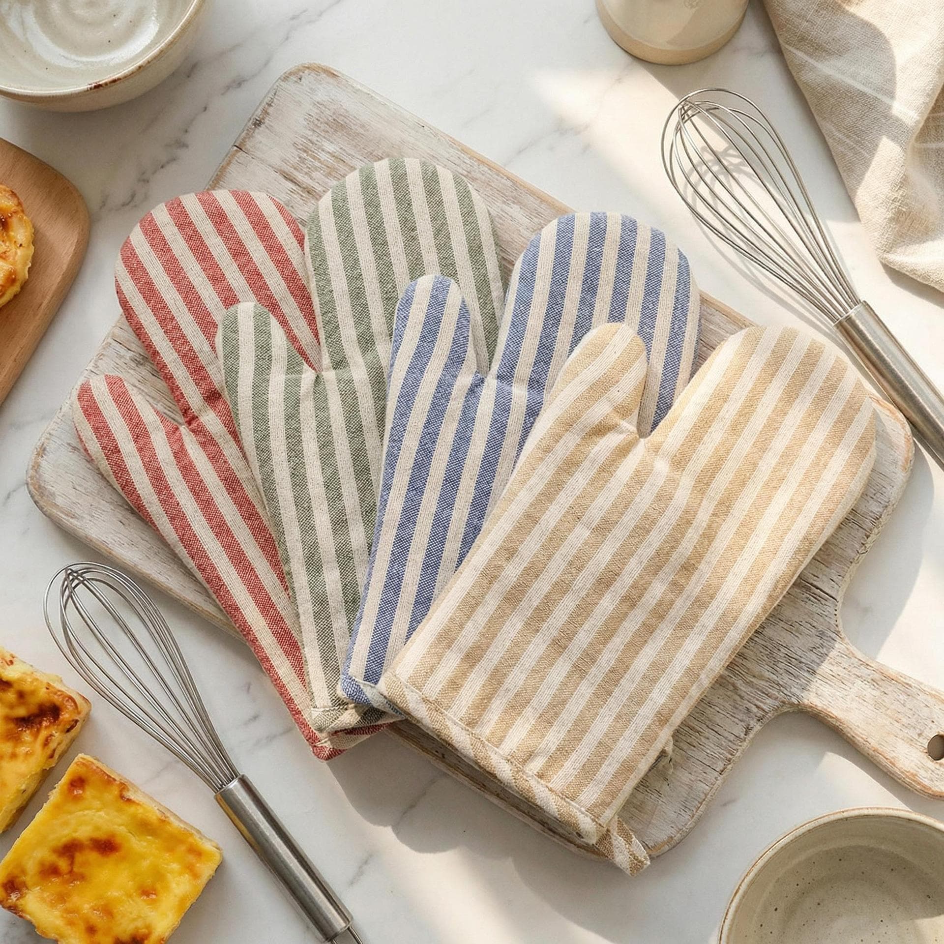 Cotton Linen Thickened Heat Insulation Gloves Microwave Oven Gloves High Temperature Resistant Kitchen Baking Oven Gloves