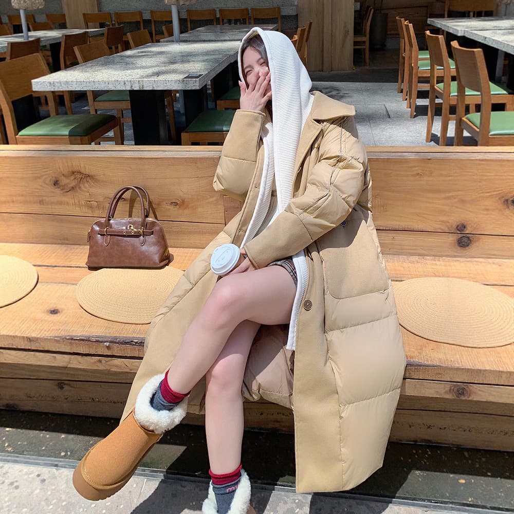 2025 Korean Style Plus Size Women's Two-Piece Set (300 lbs), Long Thick Down Jacket for Chubby Women, Size 243