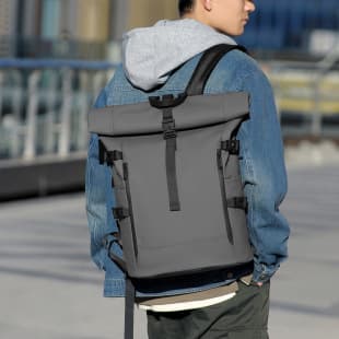 Cross-border Amazon Roll-Top Backpack for Men Large Capacity Travel Bag Laptop Backpack Fashion Personality Student Backpack