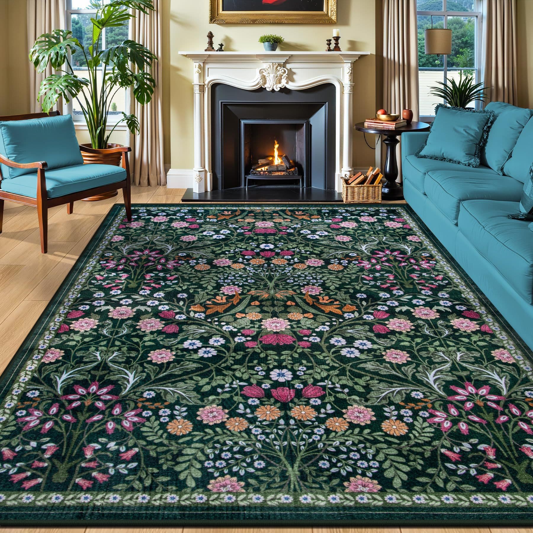 American retro imitation cashmere carpet, living room, non-slip, full-cover sofa, coffee table blanket, bedroom, stain-resistant and easy-care bedside blanket