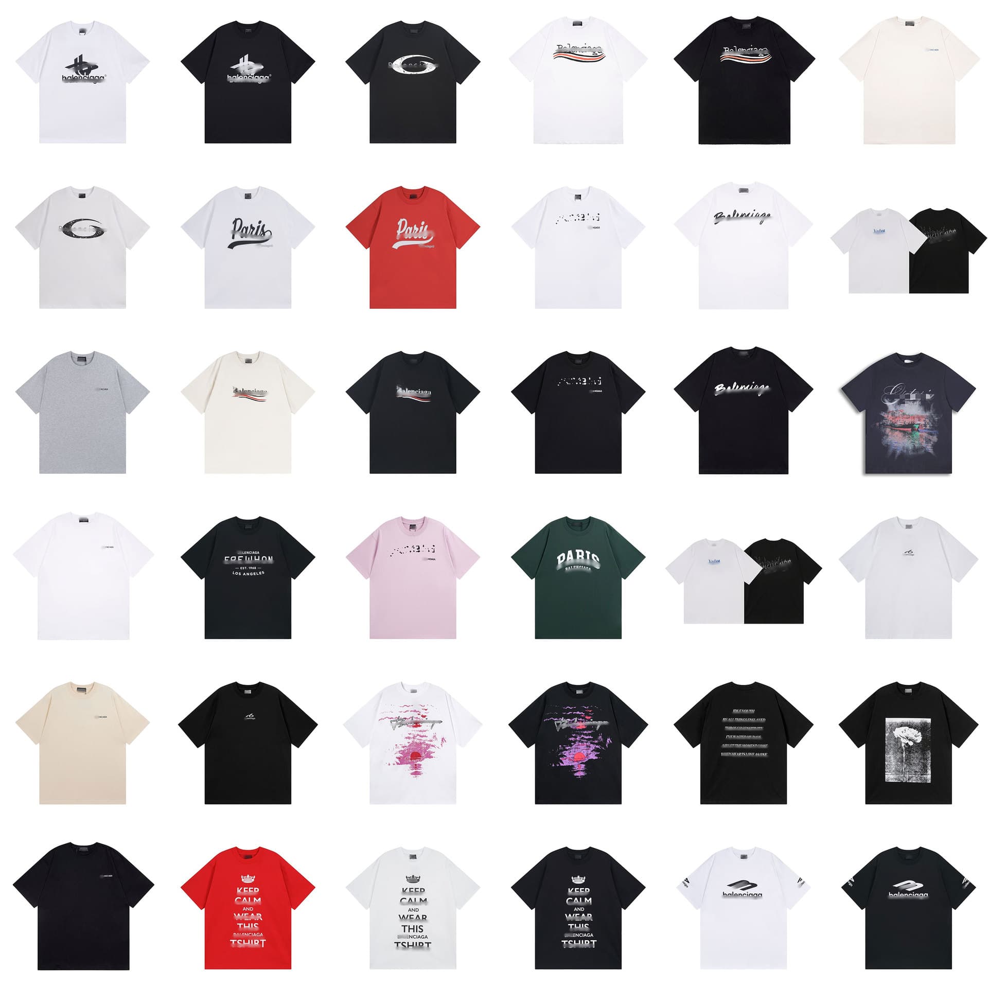 Correct high version Paris B-brand T-shirt short sleeve 26ss summer new loose fit unisex cross-border trendy brand series