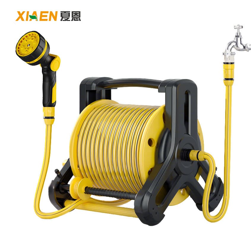 Hot Selling Hose Reel Cart for Car Washing and Watering, Portable Automatic Hose Retraction Set with High Pressure Water Gun