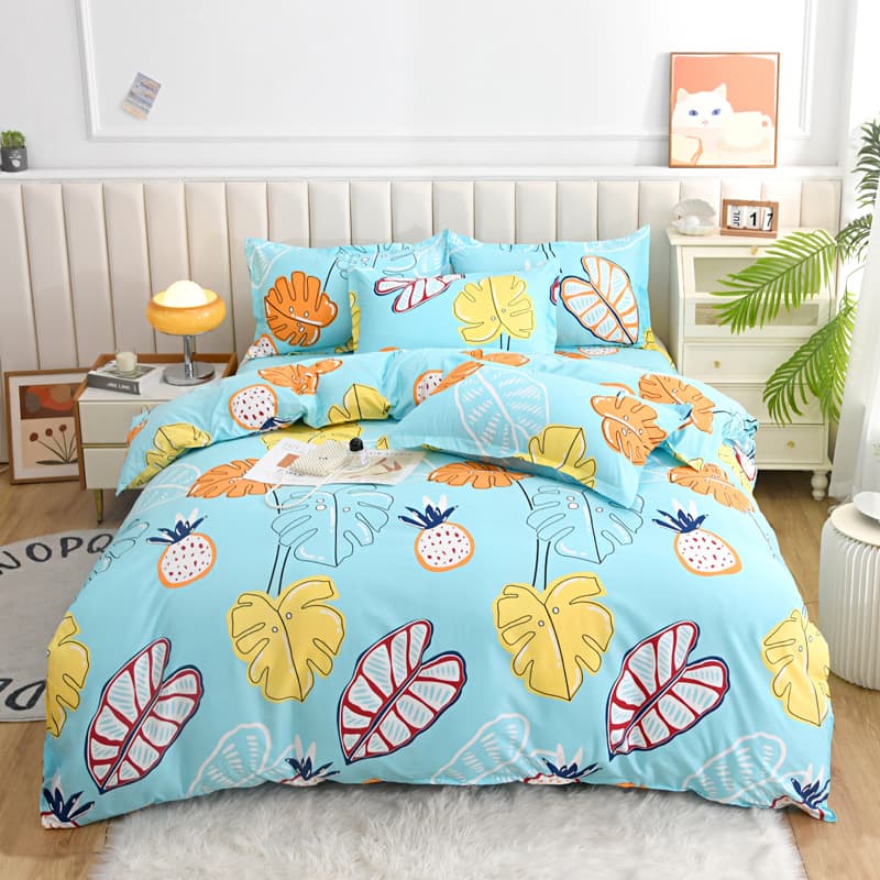 4-Piece Bedding Set: Duvet Cover, Quilt Cover, Sheet, Bedding for Student Dormitory Single Bed - Aloe Cotton 3-Piece Set for Home Use