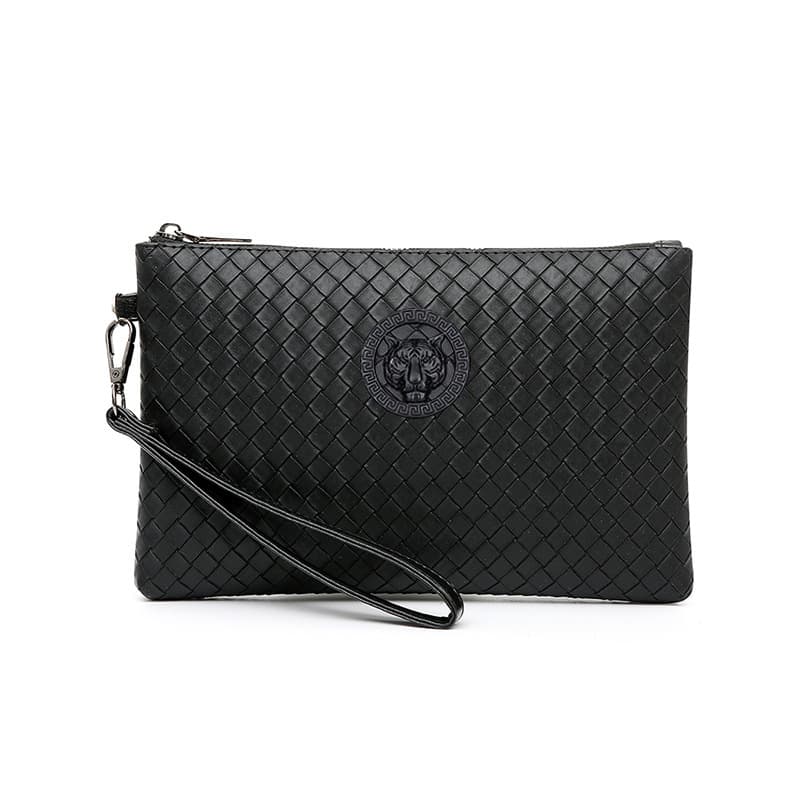 New men's woven clutch bag large capacity envelope bag soft leather trendy business men's bag live dropshipping
