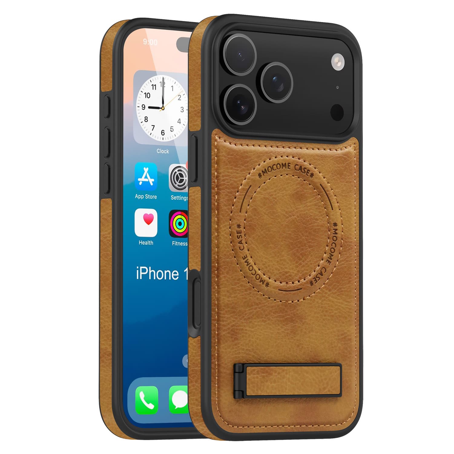 Crystal Shield Stand Case for iPhone 17, Leather Magnetic, Apple 17 Pro Max Shockproof Protective Cover, Cross-Border Protection