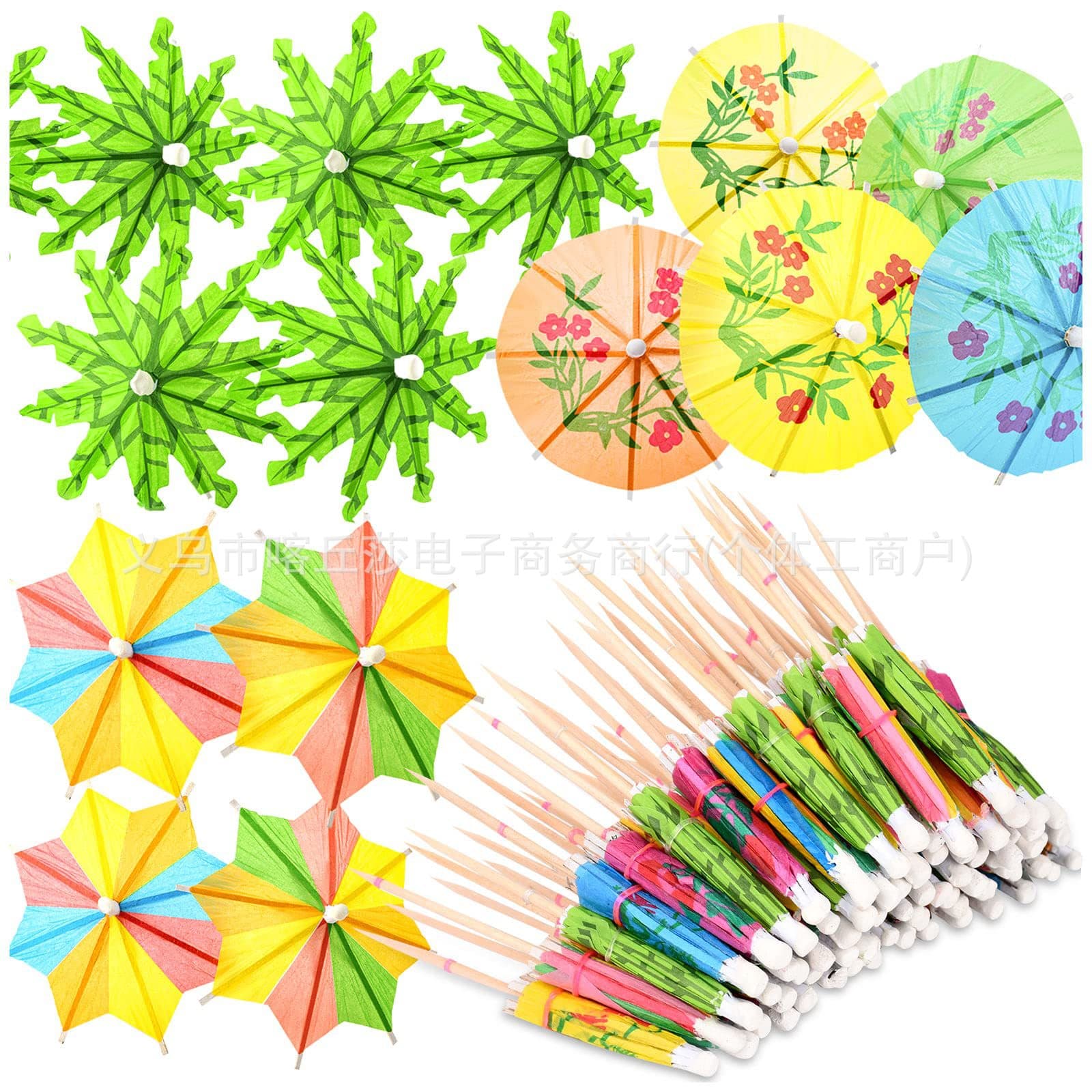 Amazonian craft umbrella tacks, disposable dessert and cocktail garnish tacks, coconut tree tacks, honeycomb flamingo pineapple tacks.