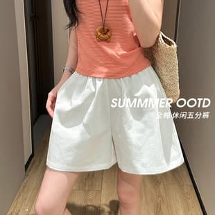 Multi-Color Shorts Pure Cotton Anti-Shrinkage Casual Wear Women Summer New Loose Slimming High-Waist Casual 5-Inch Shorts