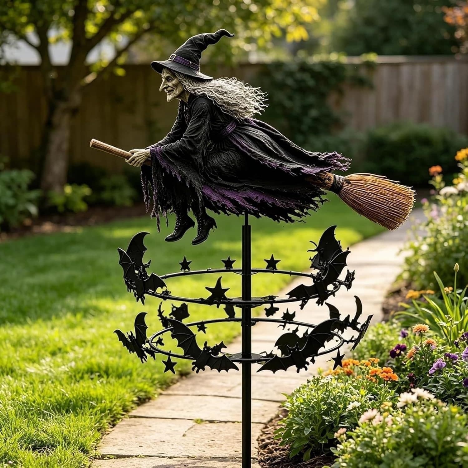 Cross-border Amazon New Cute Home Witch Garden Wind Spinner