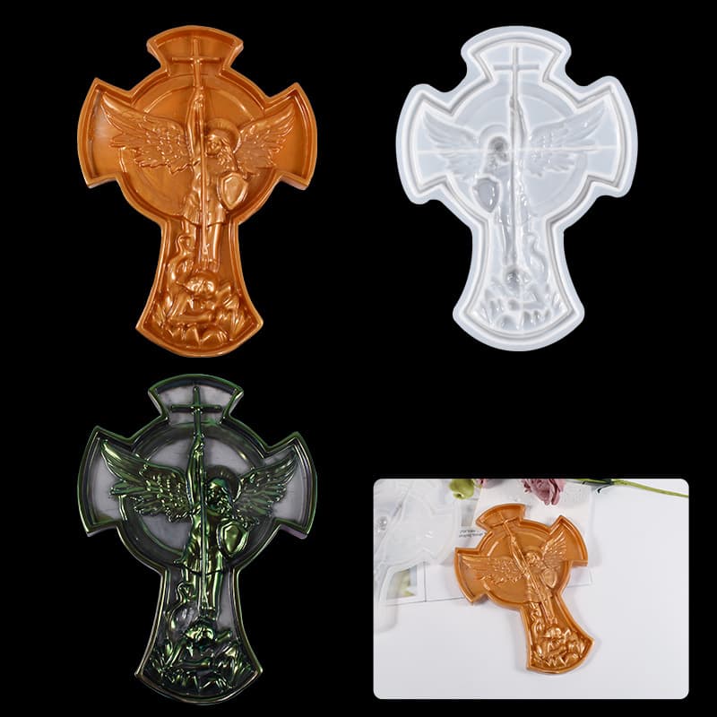 Crystal glue diy angel mike statue resin abrasive angel tray cross storage dish silicone mold