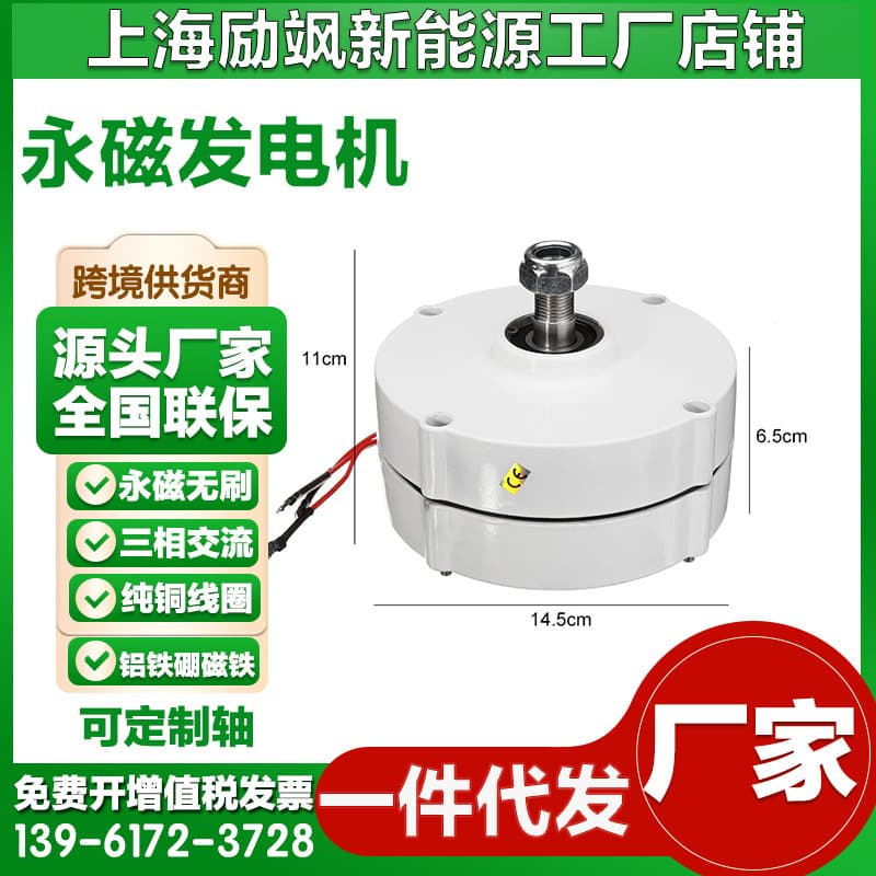 Factory direct 100W12v24v household three-phase AC permanent magnet synchronous generator