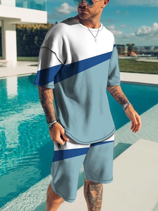 Men's Suit Poker Card Summer Short Sleeve T-Shirt Set Fashion Two-Piece Streetwear 3D Print