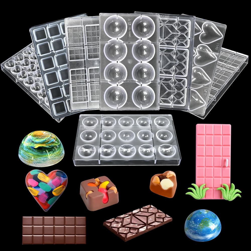Half Heart Transparent PC Hard Plastic Mold Rectangular Block Chocolate Mold DIY Baking Tool