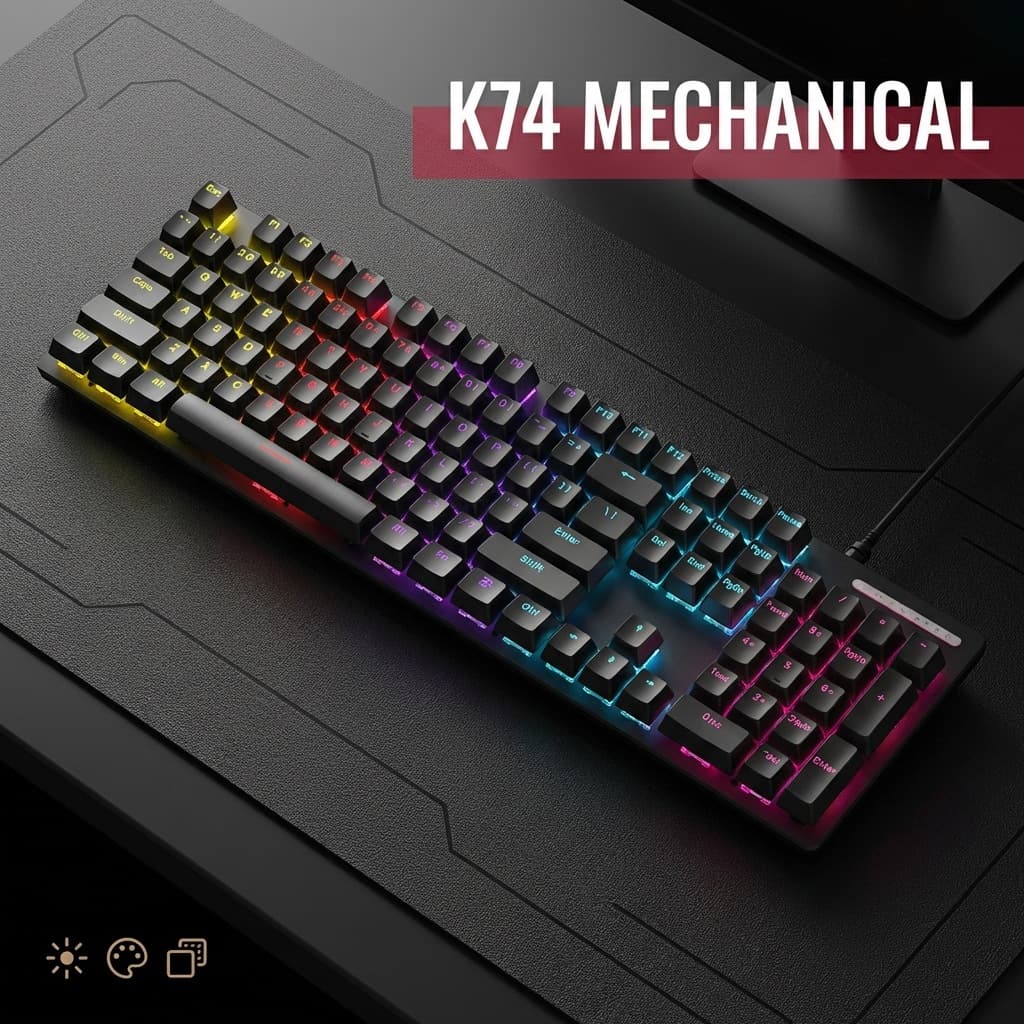 K74 Full-Size Gaming Keyboard 104-Key Mechanical Mixed Lighting Backlight Wired Dual-Use Gaming Keyboard One-Click Dropshipping