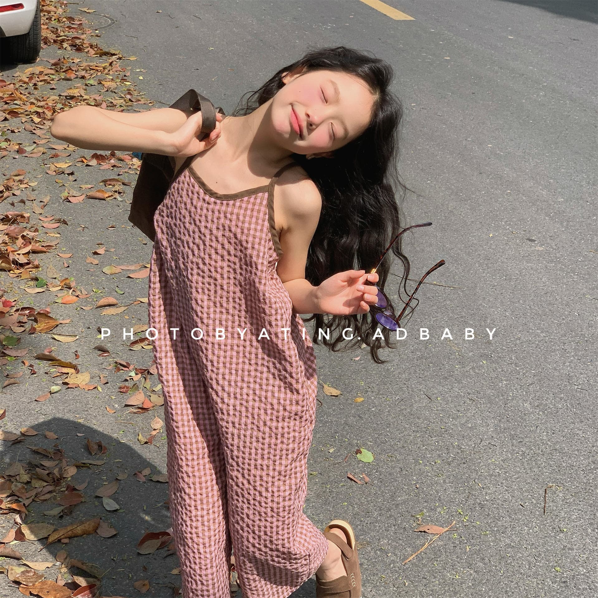 Huzhou Zhili Kids Girls Korean Style Summer Strapless Jumpsuit Wide-Leg Capri Pants 6278