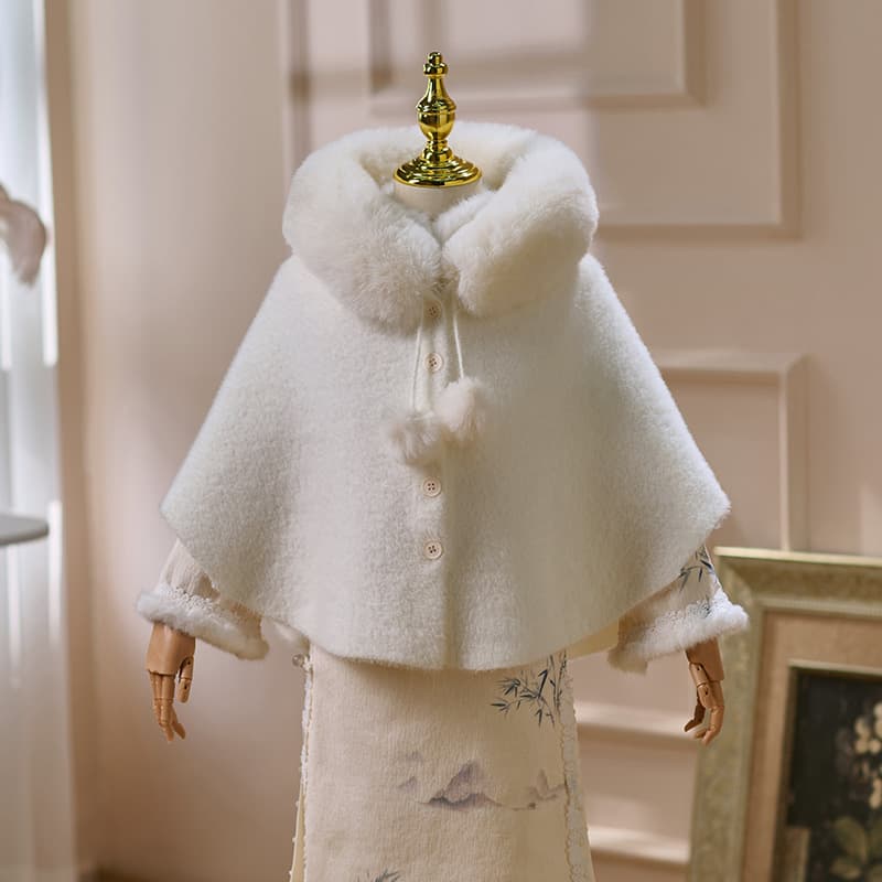 Kids Hooded Mink Velvet Cape 2025 Autumn/Winter New Girls Coat Faux Fur Poncho Outerwear Warm