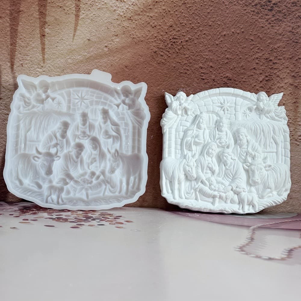 S1987 Yesu Birth Semi-dimensional Wall Hanging Decorative Cement Plaster Mold DIY Silicone Mold