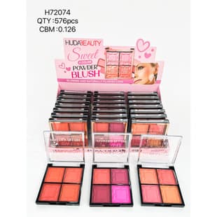 HUDA Beauty Highlighting Blush Palette Watery Lightweight Korean Glass Skin Fine Shimmer Blush Highlighter