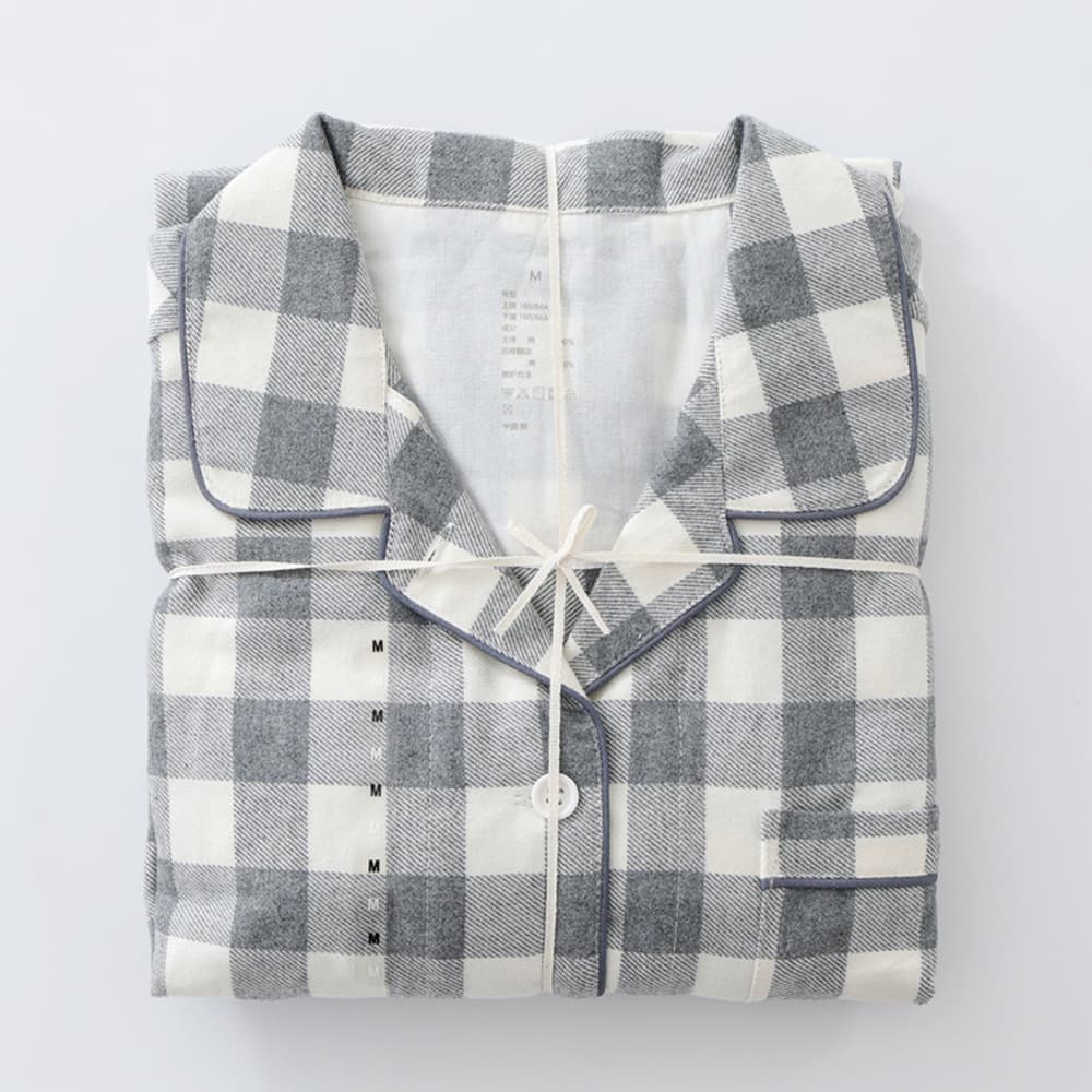 Cotton Pajamas Couples Long Sleeve Home Wear Quality Japanese Style All Cotton Flannel Sleepwear Comfortable All Seasons Set