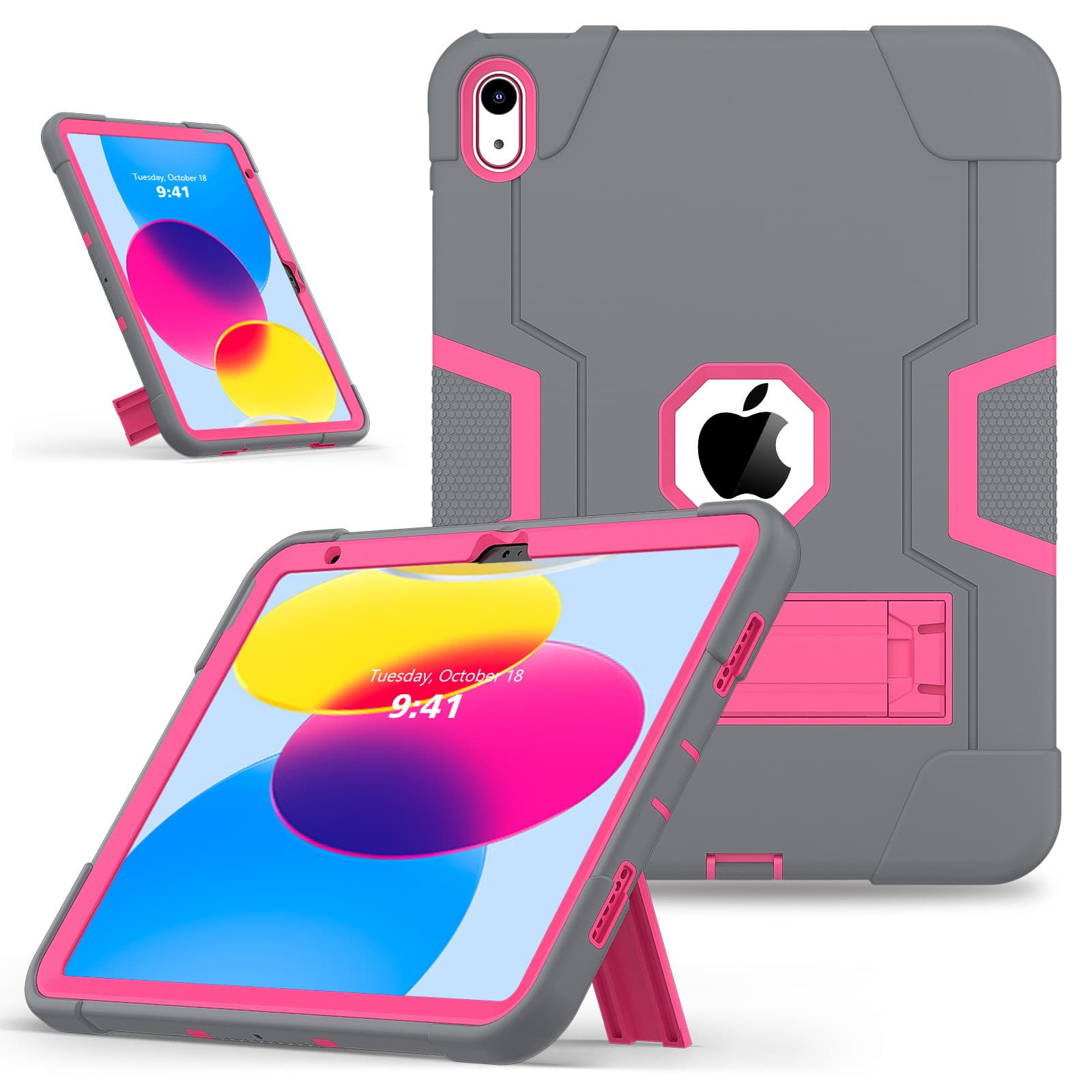 Compatible with iPad (A16) 11-inch Slot Color-Contrast Robot Tablet Protective Case, iPad Pro 13 Silicone Drop-Proof Case