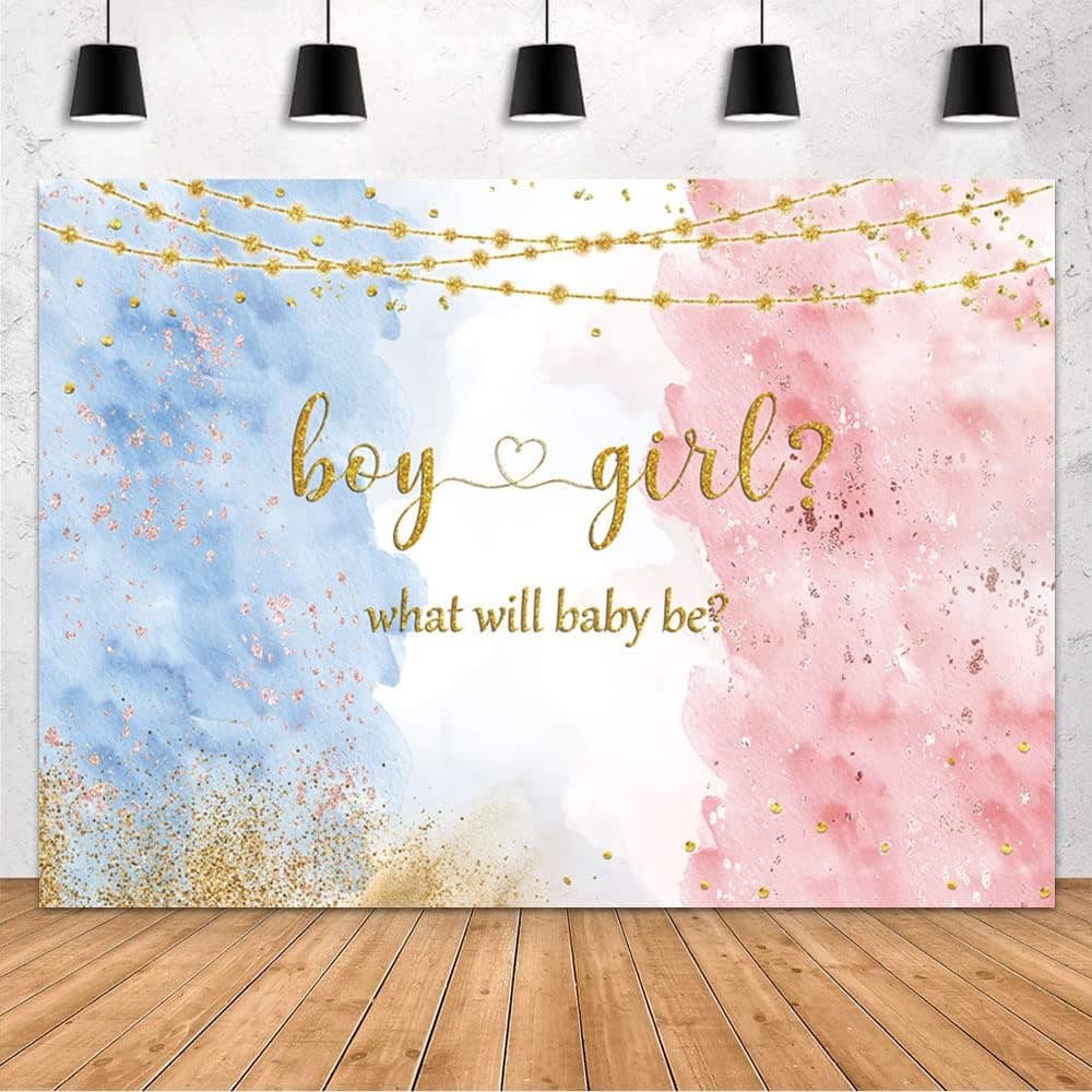 Blue Pink Gender Reveal Backdrop Boy or Girl Party Decoration Export Baby Shower Decoration Hanging Cloth