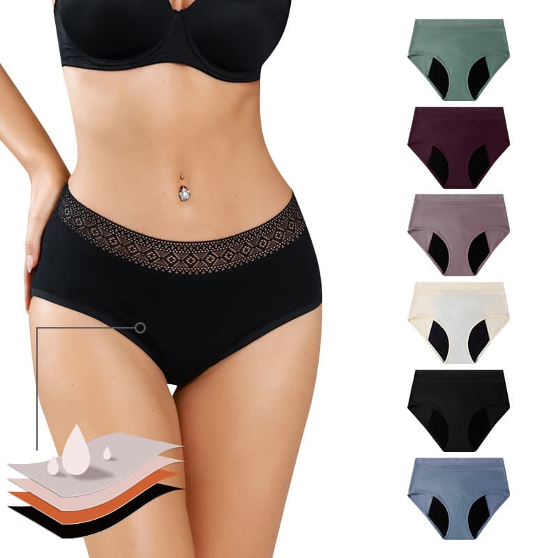 Cross-Border Foreign Trade High-Waisted Menstrual Panties, Four-Layer Anti-Leak Organic Cotton Antibacterial Period Panties
