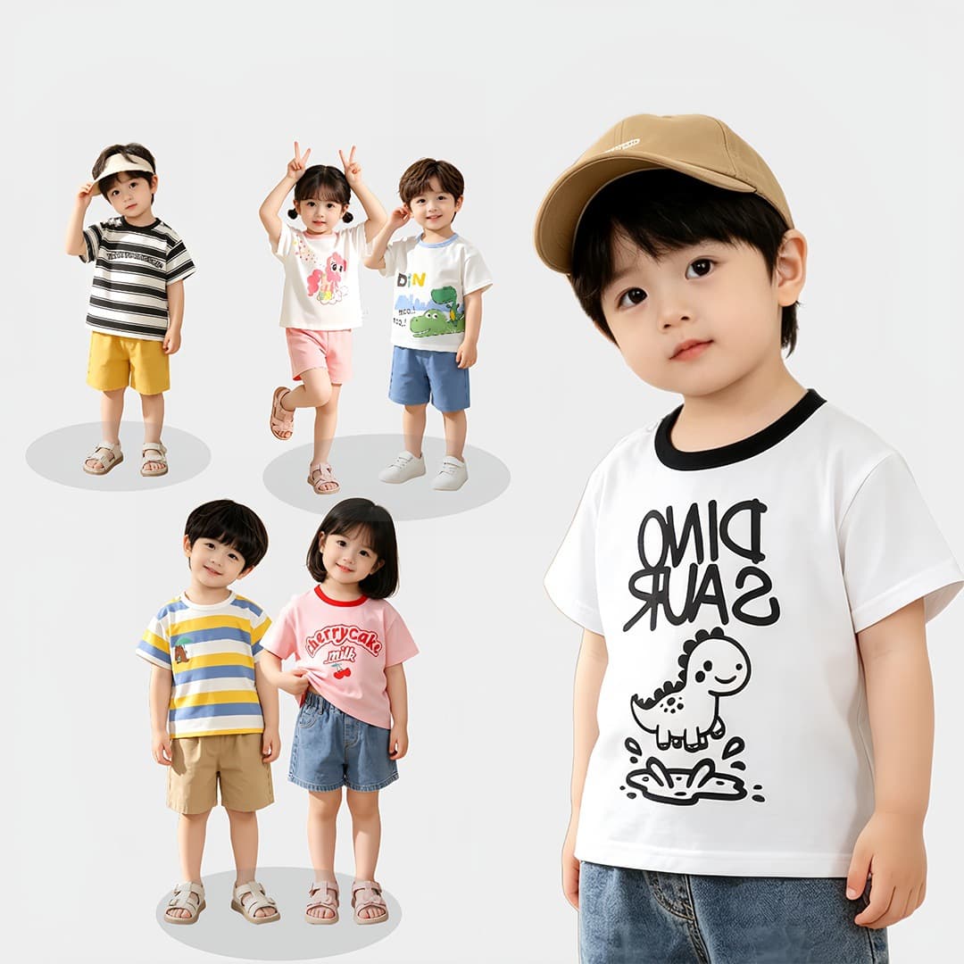 [100,000 Pieces In Stock Class A Cotton T-Shirt] Children's Short Sleeve Top Cotton Summer Boys Girls Cotton T-Shirt Korean Style