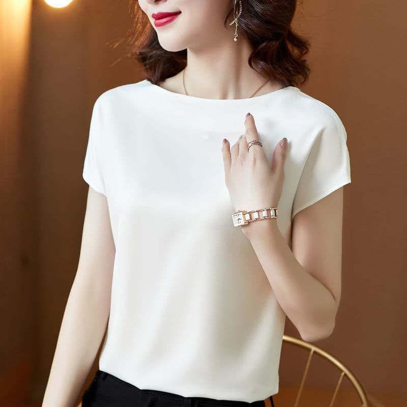 Summer women's T-shirt new style super soft bat sleeve simple short-sleeved women's top with sleeveless vest underneath