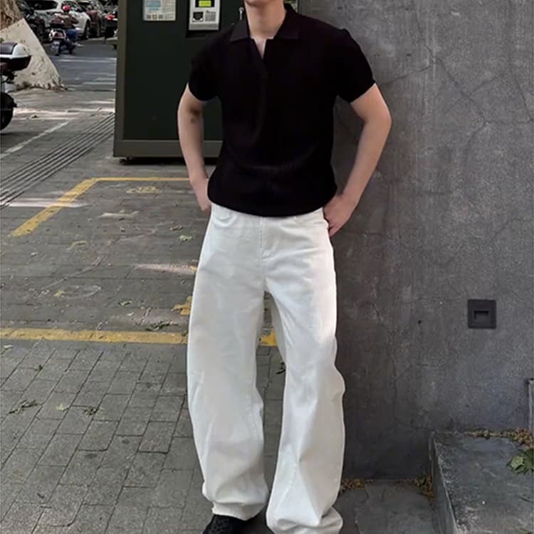Super stylish American-style heavyweight scimitar white jeans, 100% cotton, slimming, long white trousers for spring and autumn, in stock.